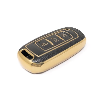 New-Aftermarket-Nano-High-Quality-Gold-Leather-Cover-For-Geely-Remote-Key-3-Buttons-Black-Color-GL-A13J---Emirates-Keys