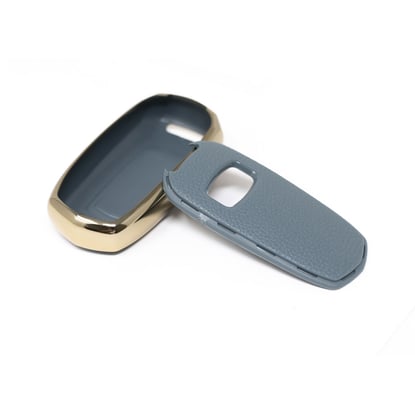 New-Aftermarket-Nano-High-Quality-Gold-Leather-Cover-For-Geely-Remote-Key-3-Buttons-Gray-Color-GL-A13J---Emirates-Keys