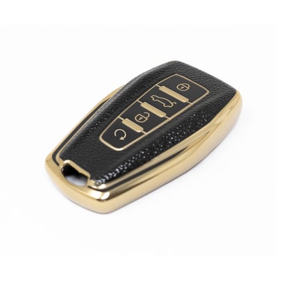 New-Aftermarket-Nano-High-Quality-Gold-Leather-Cover-For-Geely-Remote-Key-4-Buttons-Black-Color-GL-B13J4A---Emirates-Keys