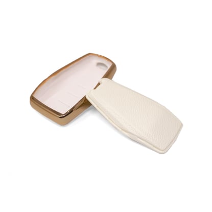 New-Aftermarket-Nano-High-Quality-Gold-Leather-Cover-For-Geely-Remote-Key-4-Buttons-White-Color-GL-B13J4A---Emirates-Keys