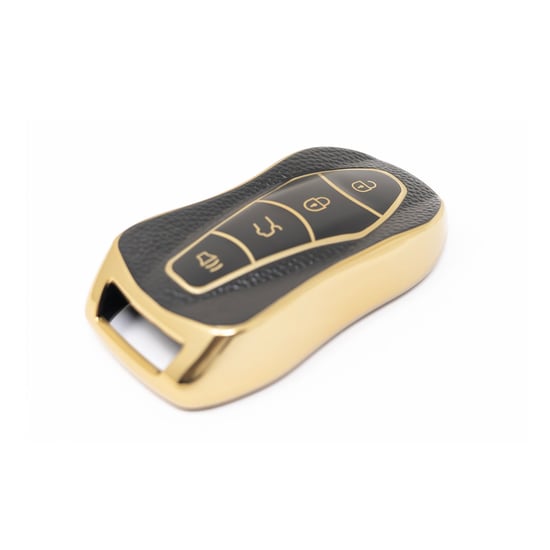 New-Aftermarket-Nano-High-Quality-Gold-Leather-Cover-For-Geely-Remote-Key-4-Buttons-Black-Color-GL-C13J---Emirates-Keys