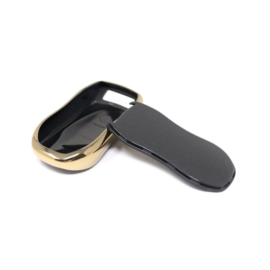 New-Aftermarket-Nano-High-Quality-Gold-Leather-Cover-For-Geely-Remote-Key-4-Buttons-Black-Color-GL-C13J---Emirates-Keys