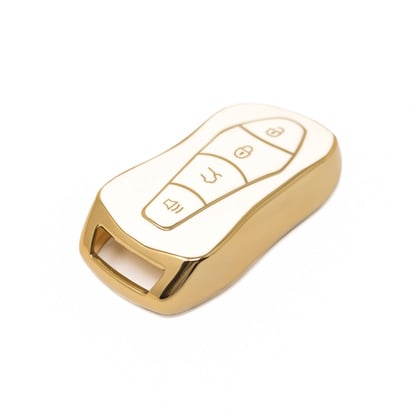 New-Aftermarket-Nano-High-Quality-Gold-Leather-Cover-For-Geely-Remote-Key-4-Buttons-White-Color-GL-C13J---Emirates-Keys