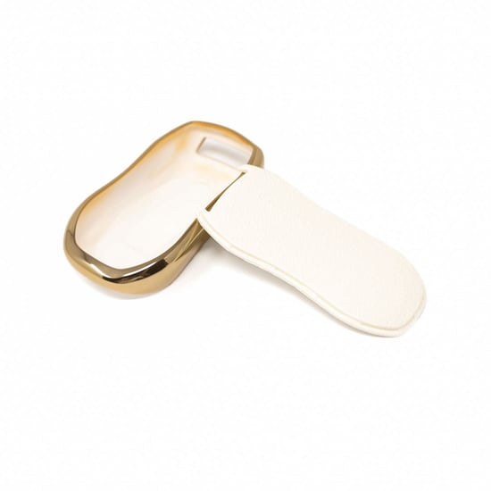 New-Aftermarket-Nano-High-Quality-Gold-Leather-Cover-For-Geely-Remote-Key-4-Buttons-White-Color-GL-C13J---Emirates-Keys