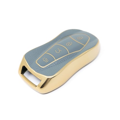 New-Aftermarket-Nano-High-Quality-Gold-Leather-Cover-For-Geely-Remote-Key-4-Buttons-Gray-Color-GL-C13J---Emirates-Keys