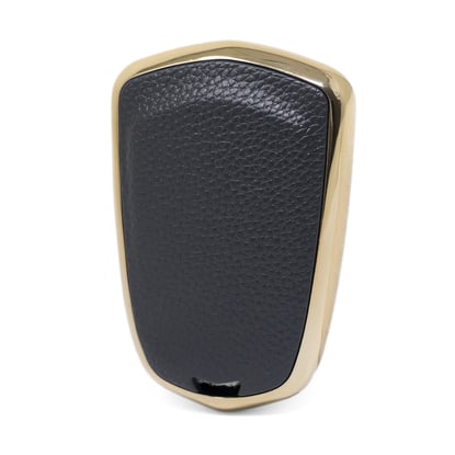 New-Aftermarket-Nano-High-Quality-Gold-Leather-Cover-For-Cadillac-Remote-Key-4-Buttons-Black-Color-CDLC-A13J4---Emirates-Keys