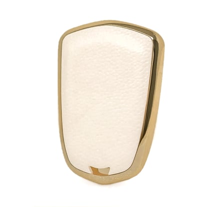 New-Aftermarket-Nano-High-Quality-Gold-Leather-Cover-For-Cadillac-Remote-Key-4-Buttons-White-Color-CDLC-A13J4---Emirates-Keys