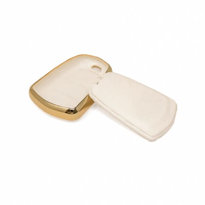 New-Aftermarket-Nano-High-Quality-Gold-Leather-Cover-For-Cadillac-Remote-Key-4-Buttons-White-Color-CDLC-A13J4---Emirates-Keys