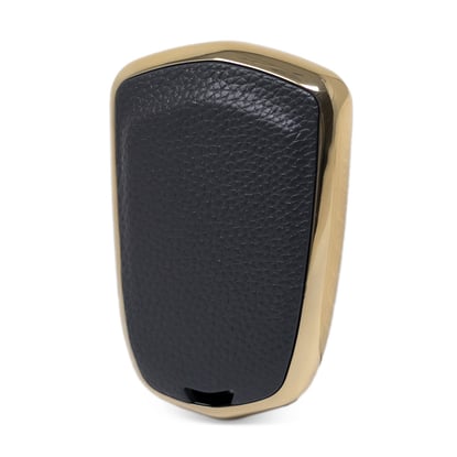 New-Aftermarket-Nano-High-Quality-Gold-Leather-Cover-For-Cadillac-Remote-Key-5-Buttons-Black-Color-CDLC-A13J5---Emirates-Keys