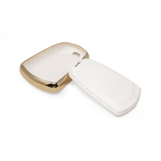 New-Aftermarket-Nano-High-Quality-Gold-Leather-Cover-For-Cadillac-Remote-Key-5-Buttons-White-Color-CDLC-A13J5---Emirates-Keys