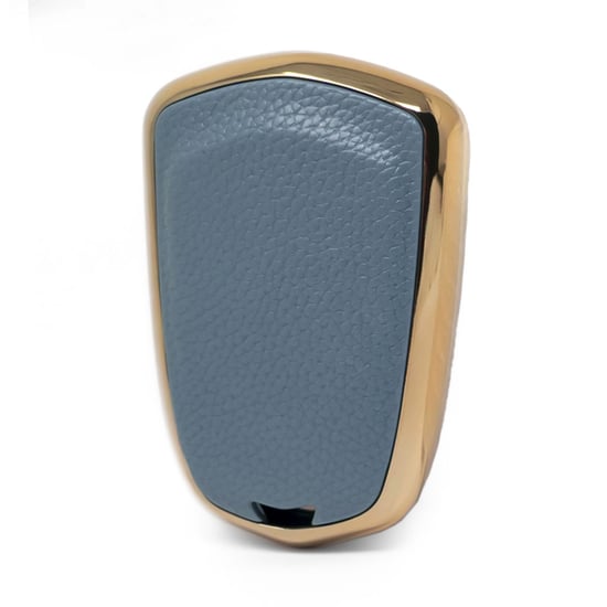 New-Aftermarket-Nano-High-Quality-Gold-Leather-Cover-For-Cadillac-Remote-Key-5-Buttons-Gray-Color-CDLC-A13J5---Emirates-Keys