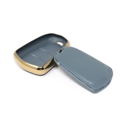 New-Aftermarket-Nano-High-Quality-Gold-Leather-Cover-For-Cadillac-Remote-Key-5-Buttons-Gray-Color-CDLC-A13J5---Emirates-Keys