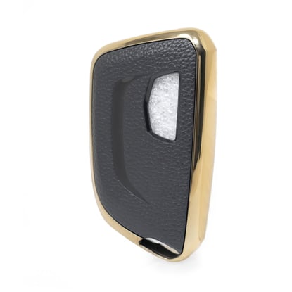 New-Aftermarket-Nano-High-Quality-Gold-Leather-Cover-For-Cadillac-Remote-Key-5-Buttons-Black-Color-CDLC-B13J---Emirates-Keys