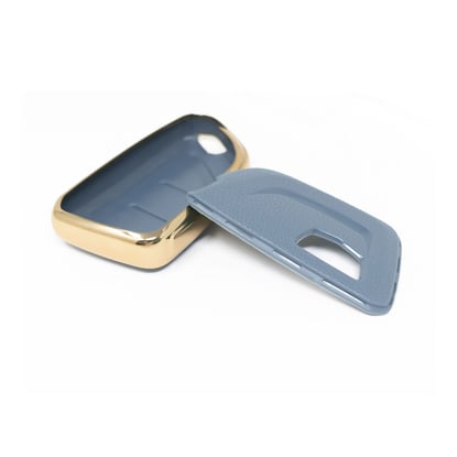 New-Aftermarket-Nano-High-Quality-Gold-Leather-Cover-For-Cadillac-Remote-Key-5-Buttons-Gray-Color-CDLC-B13J---Emirates-Keys
