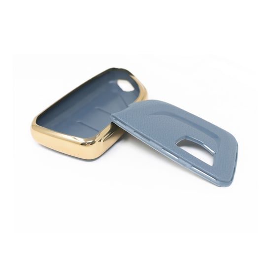 New-Aftermarket-Nano-High-Quality-Gold-Leather-Cover-For-Cadillac-Remote-Key-5-Buttons-Gray-Color-CDLC-B13J---Emirates-Keys