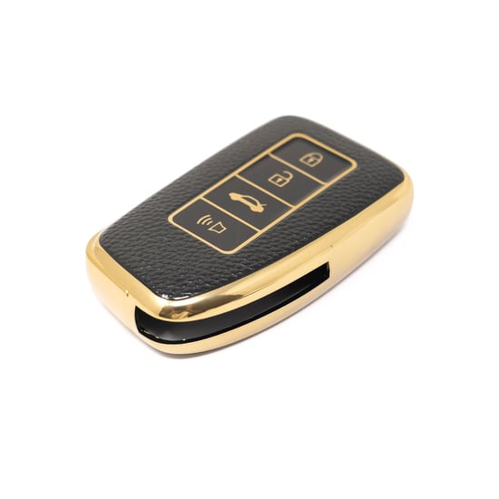 New-Aftermarket-Nano-High-Quality-Gold-Leather-Cover-For-Lexus-Remote-Key-4-Buttons-Black-Color-LXS-A13J4---Emirates-Keys