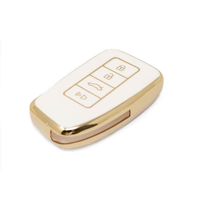 New-Aftermarket-Nano-High-Quality-Gold-Leather-Cover-For-Lexus-Remote-Key-4-Buttons-White-Color-LXS-A13J4---Emirates-Keys