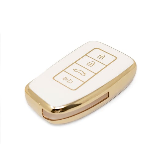 New-Aftermarket-Nano-High-Quality-Gold-Leather-Cover-For-Lexus-Remote-Key-4-Buttons-White-Color-LXS-A13J4---Emirates-Keys