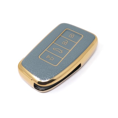New-Aftermarket-Nano-High-Quality-Gold-Leather-Cover-For-Lexus-Remote-Key-4-Buttons-Gray-Color-LXS-A13J4---Emirates-Keys