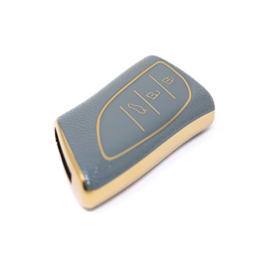 New-Aftermarket-Nano-High-Quality-Gold-Leather-Cover-For-Lexus-Remote-Key-43-Buttons-Gray-Color-LXS-B13J3---Emirates-Keys