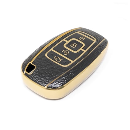 New-Aftermarket-Nano-High-Quality-Gold-Leather-Cover-For-Lincoln-Remote-Key-4-Buttons-Black-Color-LCN-A13J---Emirates-Keys