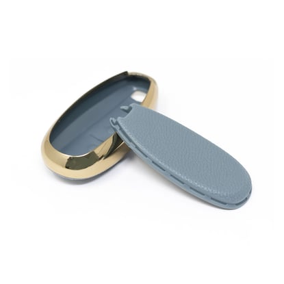 New-Aftermarket-Nano-High-Quality-Gold-Leather-Cover-For-Suzuki-Remote-Key-2-Buttons-Gray-Color-SZK-A13J3A---Emirates-Keys