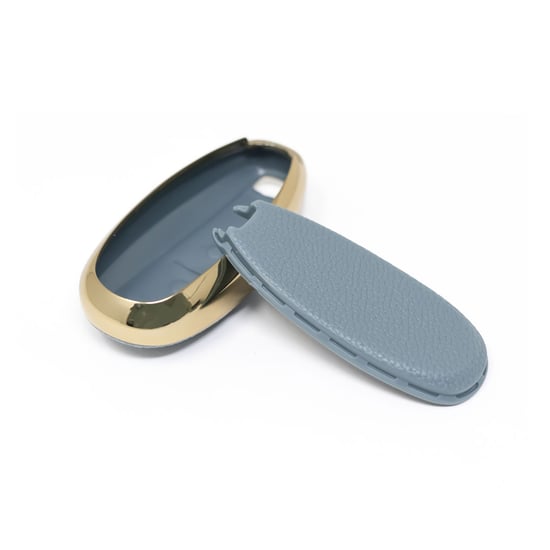 New-Aftermarket-Nano-High-Quality-Gold-Leather-Cover-For-Suzuki-Remote-Key-2-Buttons-Gray-Color-SZK-A13J3A---Emirates-Keys