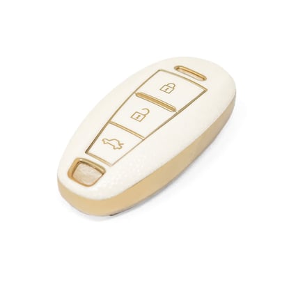 New-Aftermarket-Nano-High-Quality-Gold-Leather-Cover-For-Suzuki-Remote-Key-3-Buttons-White-Color-SZK-A13J3B---Emirates-Keys