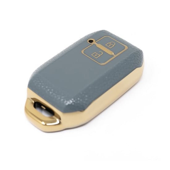 New-Aftermarket-Nano-High-Quality-Gold-Leather-Cover-For-Suzuki-Remote-Key-2-Buttons-Gray-Color-SZK-C13J---Emirates-Keys