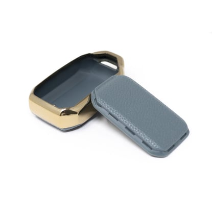 New-Aftermarket-Nano-High-Quality-Gold-Leather-Cover-For-Suzuki-Remote-Key-2-Buttons-Gray-Color-SZK-C13J---Emirates-Keys