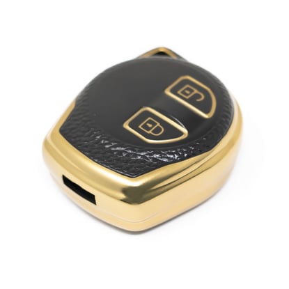 New-Aftermarket-Nano-High-Quality-Gold-Leather-Cover-For-Suzuki-Remote-Key-2-Buttons-Black-Color-SZK-D13J---Emirates-Keys