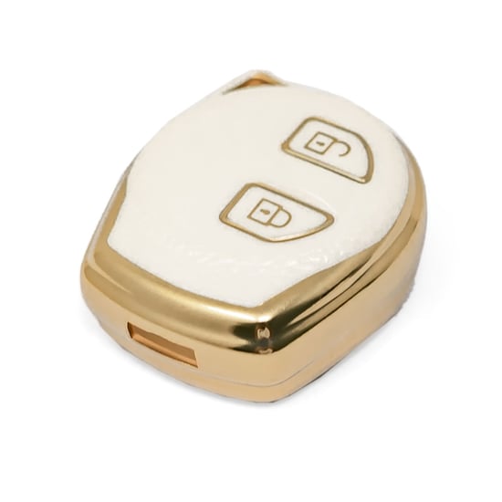 New-Aftermarket-Nano-High-Quality-Gold-Leather-Cover-For-Suzuki-Remote-Key-2-Buttons-White-Color-SZK-D13J---Emirates-Keys