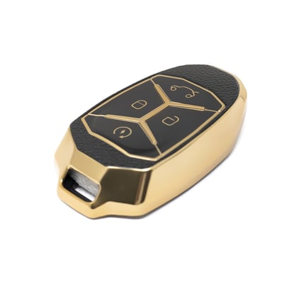 New-Aftermarket-Nano-High-Quality-Gold-Leather-Cover-For-Lynk-&-Co-Remote-Key-4-Buttons-Black-Color-LC-A13J---Emirates-Keys