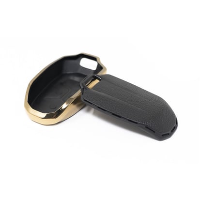 New-Aftermarket-Nano-High-Quality-Gold-Leather-Cover-For-Lynk-&-Co-Remote-Key-4-Buttons-Black-Color-LC-A13J---Emirates-Keys