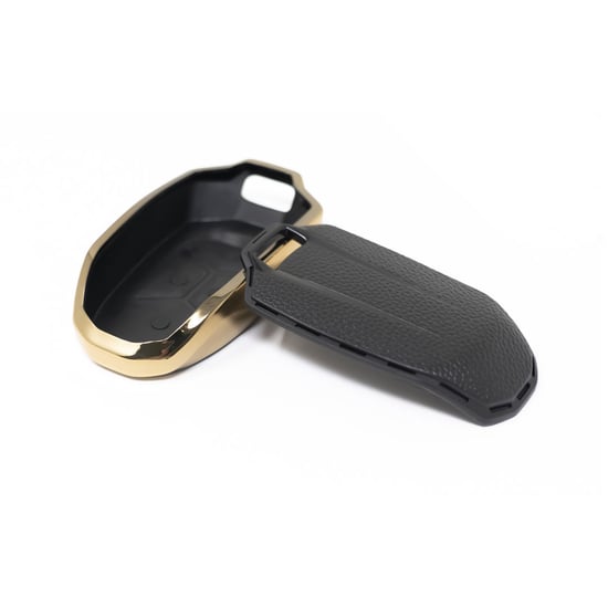 New-Aftermarket-Nano-High-Quality-Gold-Leather-Cover-For-Lynk-&-Co-Remote-Key-4-Buttons-Black-Color-LC-A13J---Emirates-Keys