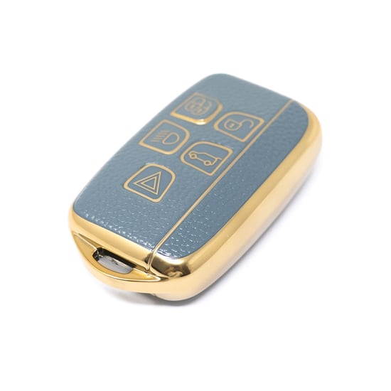 New-Aftermarket-Nano-High-Quality-Gold-Leather-Cover-For-Land-Rover-Remote-Key-5-Buttons-Gray-Color-LR-A13J---Emirates-Keys