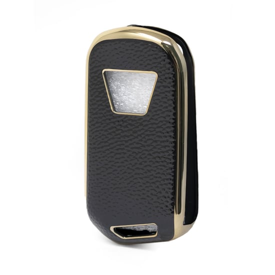 New-Aftermarket-Nano-High-Quality-Gold-Leather-Cover-For-Mahindra-Flip-Remote-Key-3-Buttons-Black-Color-MHD-A13J---Emirates-Keys