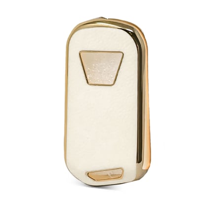New-Aftermarket-Nano-High-Quality-Gold-Leather-Cover-For-Mahindra-Flip-Remote-Key-3-Buttons-White-Color-MHD-A13J---Emirates-Keys