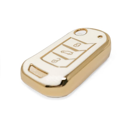 New-Aftermarket-Nano-High-Quality-Gold-Leather-Cover-For-Mahindra-Flip-Remote-Key-3-Buttons-White-Color-MHD-A13J---Emirates-Keys