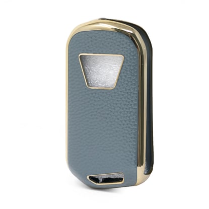 New-Aftermarket-Nano-High-Quality-Gold-Leather-Cover-For-Mahindra-Flip-Remote-Key-3-Buttons-Gray-Color-MHD-A13J---Emirates-Keys