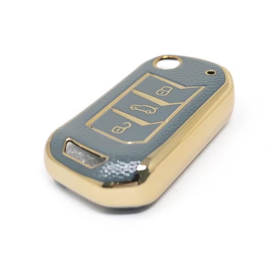 New-Aftermarket-Nano-High-Quality-Gold-Leather-Cover-For-Mahindra-Flip-Remote-Key-3-Buttons-Gray-Color-MHD-A13J---Emirates-Keys