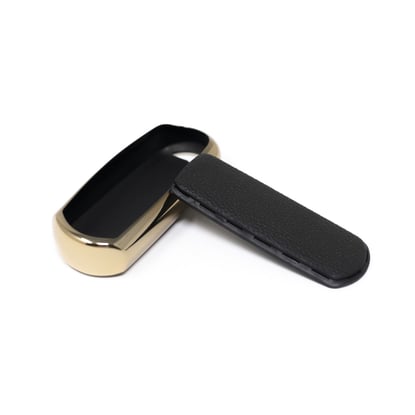 New-Aftermarket-Nano-High-Quality-Gold-Leather-Cover-For-Mazda-Remote-Key-3-Buttons-Black-Color-MZD-A13J3---Emirates-Keys
