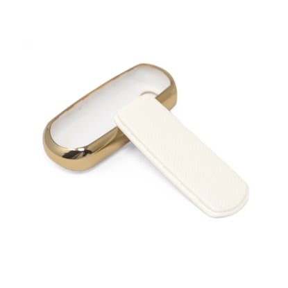 New-Aftermarket-Nano-High-Quality-Gold-Leather-Cover-For-Mazda-Remote-Key-3-Buttons-White-Color-MZD-A13J3---Emirates-Keys