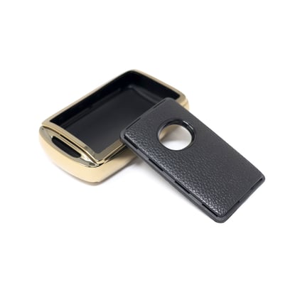 New-Aftermarket-Nano-High-Quality-Gold-Leather-Cover-For-Mazda-Remote-Key-3-Buttons-Black-Color-MZD-B13J3---Emirates-Keys