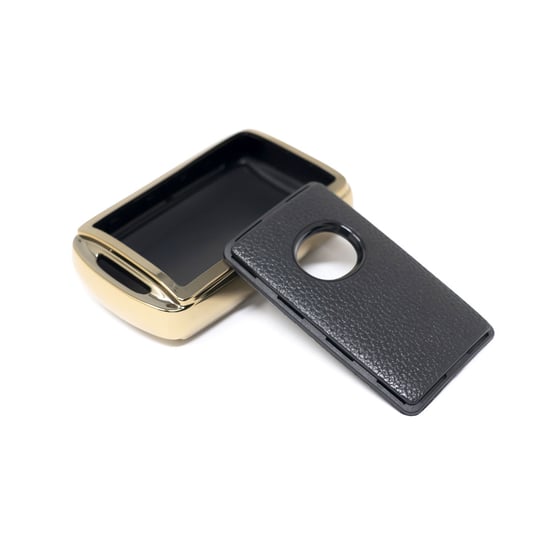 New-Aftermarket-Nano-High-Quality-Gold-Leather-Cover-For-Mazda-Remote-Key-3-Buttons-Black-Color-MZD-B13J3---Emirates-Keys