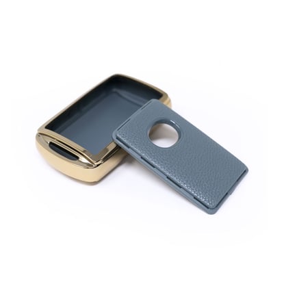 New-Aftermarket-Nano-High-Quality-Gold-Leather-Cover-For-Mazda-Remote-Key-3-Buttons-Gray-Color-MZD-B13J3---Emirates-Keys