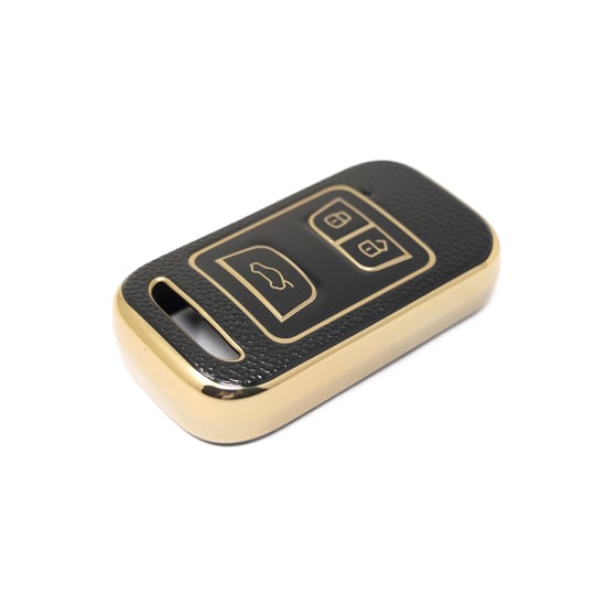 New-Aftermarket-Nano-High-Quality-Gold-Leather-Cover-For-Chery-Remote-Key-3-Buttons-Black-Color-CR-A13J---Emirates-Keys