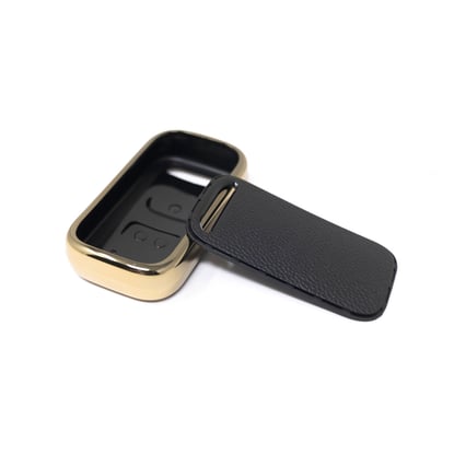 New-Aftermarket-Nano-High-Quality-Gold-Leather-Cover-For-Chery-Remote-Key-3-Buttons-Black-Color-CR-A13J---Emirates-Keys