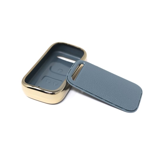 New-Aftermarket-Nano-High-Quality-Gold-Leather-Cover-For-Chery-Remote-Key-3-Buttons-Gray-Color-CR-A13J---Emirates-Keys