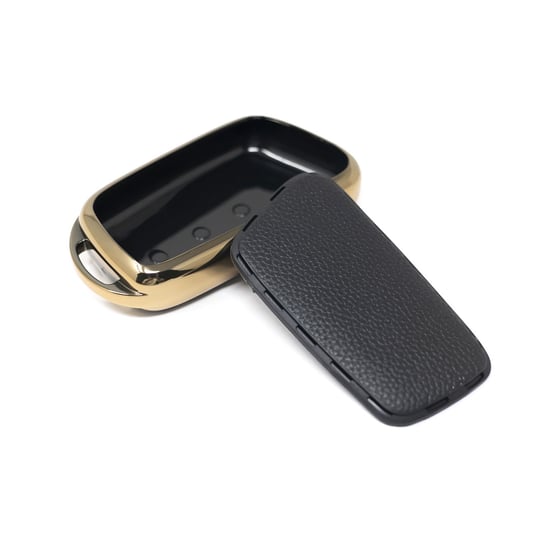 New-Aftermarket-Nano-High-Quality-Gold-Leather-Cover-For-Chery-Remote-Key-3-Buttons-Black-Color-CR-B13J---Emirates-Keys